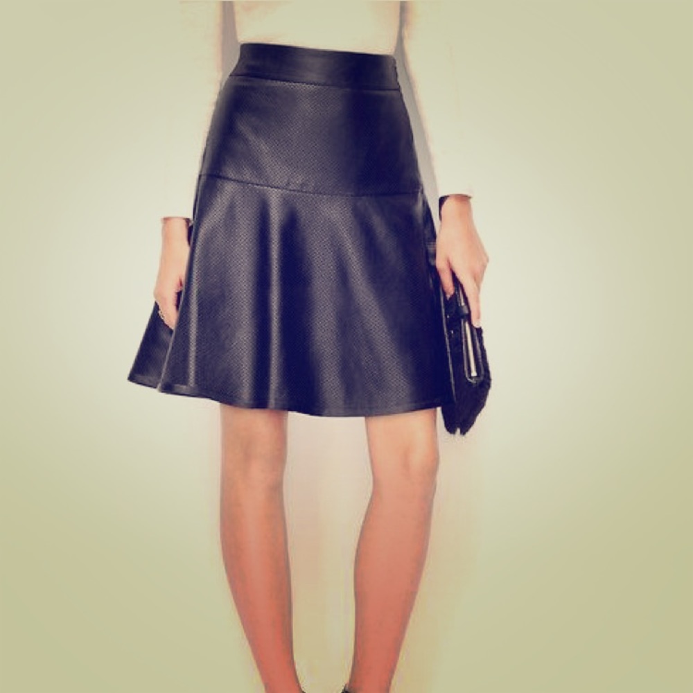 NWT AT Vegan Leather Skirt w/perforated detail